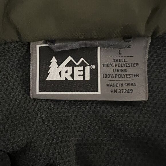 REI Jacket Mens Sz L Outdoor Softshell Lined Hidden Hood Green Full Zip - Picture 3 of 16